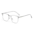 Transparente quadratische Brille mit Metallbügeln stilvolle Alltagsoptik Brille modisches Design - Transparent Weiß Silber Blaulichtschutz C11