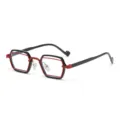 Modische schwarz-rote Kleinrahmen-Brille, einzigartige geometrische Eyewear für Streetwear. - Schwarz Roter Rahmen Anti-Blaulicht-Gläser