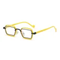Modische gelb-schwarze geometrische kleine Brillenfassung im Streetstyle Sonnenbrille. - Gelb Schwarzer Rahmen Anti-Blaulicht-Gläser