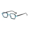 Schwarz blaue kleine geometrische Mode Brille trendige Streetstyle Brillen Accessoires - Schwarz Blauer Rahmen Anti-Blaulicht-Gläser