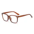 Élégantes lunettes de vue carrées avec monture marron pour un look quotidien tendance. - Thé Foncé Transparent Anti-Lumière Bleue