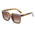 Oversized rhinestone leopard sunglasses with butterfly decor for women fashion outdoor UV protection - Sunglasses (2335B) / Leopard Frame Gradient Tea