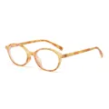 Retro tortoise shell oval blue light blocking glasses for men and women daily optical wear. - Anti blue light / Light Yellow Tortoise (C6)