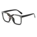 Black large frame rhinestone glasses with crystal butterfly decor fashion eyewear - Black Frame Anti-Blue Light