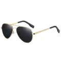 Goldener Rahmen schwarze Gläser Metall polarisierte Piloten-Sonnenbrille für Damen und Herren. - Gold Grau Rahmen Polarisiert (C14)