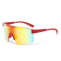 Kids Red Speckled Cycling Sunglasses with Colorful Reflective Shield Lens Variant - Red Frame Red Reflective C5