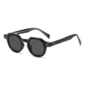 Chic black small frame sunglasses, trendy geometric retro design for daily wear new. - Black Frame Black Gray Lens C1