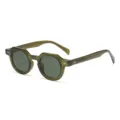 Retro kleine zonnebril met vintage geometrisch design en stijlvolle groene pootjes. - Olijfgroen G15 Lens C5