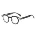 Moderne optische bril van zwart en transparant acetaat met retro montuur en chique klinknagels. - Tweekleurig Zwart Frame Anti-Blauw Licht C8