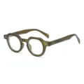 Groene kleine montuur bril retro literaire acetaat optische frames voor dagelijks gebruik - Olijfgroen Frame Anti-Blauw Licht C11