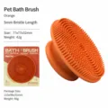 Silicone pet bath brush for dogs and cats, soft massaging bristles, grooming cleaning tool. - Orange