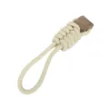 Fermatenda in corda di cotone beige con blocco di legno, decorazione intrecciata fatta a mano. - Stile 15