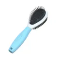 Pet double-sided grooming brush, blue anti-slip handle, dog and cat hair removal tool - Small Double-Sided Comb / Blue