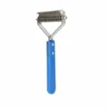 Pet grooming tool stainless steel dematting comb undercoat rake for dogs and cats blue handle - 17-Blade Double-Sided De-Matting Comb