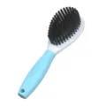 Blue pet grooming brush with black bristles and comfortable handle for daily care. - Large Single-Sided Bristle Comb / Blue