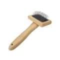 Bamboo pet slicker brush for dogs and cats, gentle wire pins for grooming and removing loose hair. - Carbonized Bamboo Size S (OPP Bag)