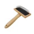 Bamboo pet slicker brush for cats and dogs, eco-friendly wooden grooming tool for shedding. - Carbonized Bamboo Size M (OPP Bag)
