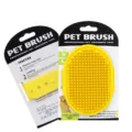 Brosse de bain pour animaux en silicone et peigne de massage pour chien avec sangle. - Jaune 43g (emballage sur carte)