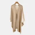 Beige Maglia Scialle Cardigan Aperto Davanti Mantella Leggera Abbigliamento Casual Variante - Cachi