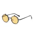 Lunettes de Soleil Rondes Flip, Monture Noire avec Verres Jaunes, Variante Style Rétro - Monture Noire Verres Jaunes C7