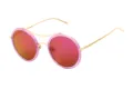 Fashion round sunglasses with colorful gradient lenses, gold metal double bridge and clear frames. - Gold Frame Purple Reflective C4