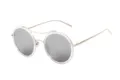 Metal double bridge round sunglasses silver mirror lenses fashion eyewear trendy sun glasses - Silver Frame White Mirror C1
