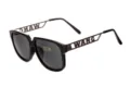 Modische große Sonnenbrille mit hohlen Metallbügeln für Damen und Herren Streetstyle. - Glänzender Schwarzer Rahmen Gunmetal Beine Graue Linse C1