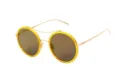 Fashion round metal sunglasses with yellow translucent rims and gradient brown lenses for women. - Gold Frame Gold Mirror C5