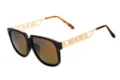 Sonnenbrille mit schwarzem Gestell und goldenen WANG-Bügeln sowie bunten Gläsern. - Mattschwarzer Rahmen Goldene Beine Purpurrot Reflektierend C5