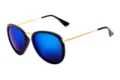 Retro metalen ronde zonnebril met blauwe gespiegelde lenzen voor heren en dames stijlvol. - Zwart frame blauwe spiegel C1