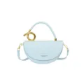 Hellblaue halbrunde Satteltasche, schicker Goldring-Griff, vielseitige Umhängetasche. - Hellblau