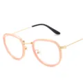 Retro oval glasses frame pink and gold metal thin temples stylish eyewear variant style - Pink Frame