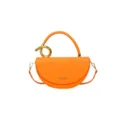 Orange Leder Satteltasche Mode Umhängetasche Handtasche mit Metallring Griff für Damen - Orange