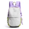 Compact color-block nylon backpack in lavender and white, ideal for outdoor hiking. - Purple and Green