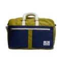 Detailed front view of a large capacity colorblock travel bag featuring DUANGBAGS logo - Dark Blue