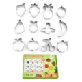 Kit de 12 emporte-pieces en acier inoxydable motif fruit avec boite pour patisserie. - Boîte de Couleur