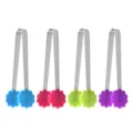 Mini stainless steel food tongs with colorful silicone flower heads, 4 vibrant colors pack - Floral Mini Tong / Purple