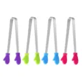 Mini stainless steel food ice tongs with colorful silicone glove tips, perfect for coffee sugar. - Glove Mini Tong / Purple