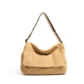Strapazierfähige Khaki-Segeltuch-Umhängetasche mit sicherem Klappverschluss und Gurt - Khaki