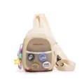Trendige Outdoor-Brusttasche in Gelb und Braun mit modischen MARS SOCIETY Pins anbei - Mit Anhänger / S / Gebrochenes Weiß