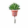 Succulent potted plant stainless steel wall hook detail, long leaf design, home decor. - Long Leaf Style