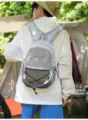 Fashionable outdoor hiking backpack with MARS SOCIETY logo shown in a camping setting - With Lanyard / L / Blue