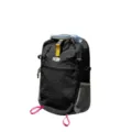 Outdoor nylon color-block backpack with multi-color straps and functional pockets - Black