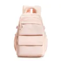 Frontal view of a pale pink academy style schoolbag with embroidered CHILANG detail - Pink