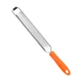 Edelstahl Käsereibe und Zitronenreibe mit einem ergonomischen orangen Griff für die Küche. - Stil 1 / OPP-Beutel-Verpackung
