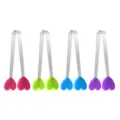 Stainless steel mini ice tongs with colorful silicone heart heads for bar and kitchen use. - Heart Mini Tong / Purple