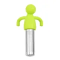 Colador de té de silicona con forma de monigote y filtro de acero inoxidable para té suelto. - Verde / Por Defecto