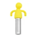 Infusor de té de silicona lindo hombrecito con malla de acero inoxidable para té. - Amarillo