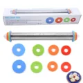 Rouleau à pâtisserie réglable en acier inoxydable avec anneaux d'épaisseur pour pâte à pain. - Rouleau à pâtisserie 0,8 mm (boîte couleur) / Blanc