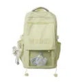 Detailed view of the clear window and bow embroidery on this yellow student Ita bag. - Yellow